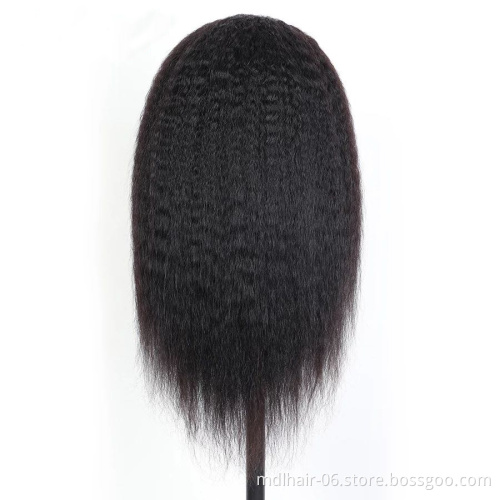 Wholesale Cheap Indian Human Hair 100% Unprocessed Cuticle Aligned Virgin Indian Wig Yaki Straight Lace Closure Wig Human Hair